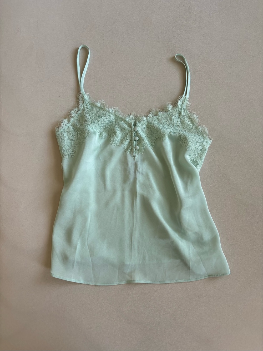 NWT Abercrombie and fitch mint green lace trim satin cami small